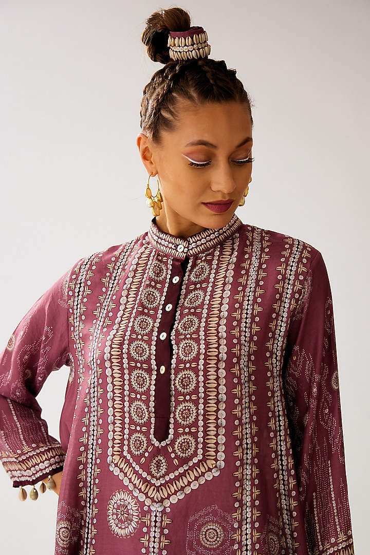 Vintage Rose Silk Printed Wedding Anarkali Set by Rajdeep Ranawat at Pernia's Pop Up Shop
