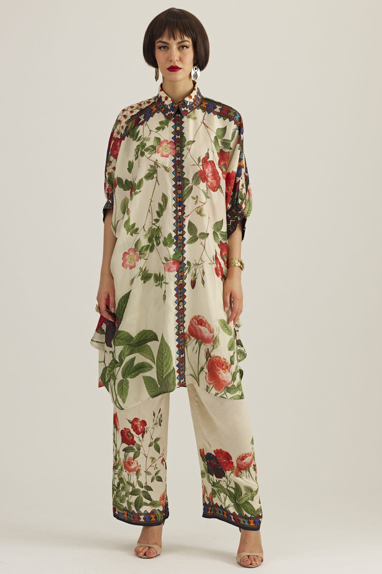 Eggshell Navy Silk Printed Co-Ord Set by Rajdeep Ranawat at Pernia's Pop Up Shop