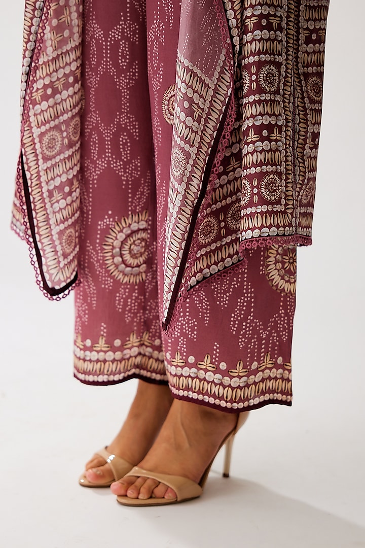 Vintage Rose Silk Printed Jacket Set by Rajdeep Ranawat at Pernia's Pop Up Shop