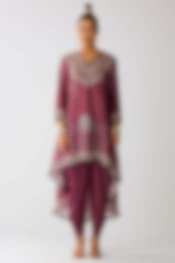 Vintage Rose Silk Printed Tunic Set by Rajdeep Ranawat at Pernia's Pop Up Shop