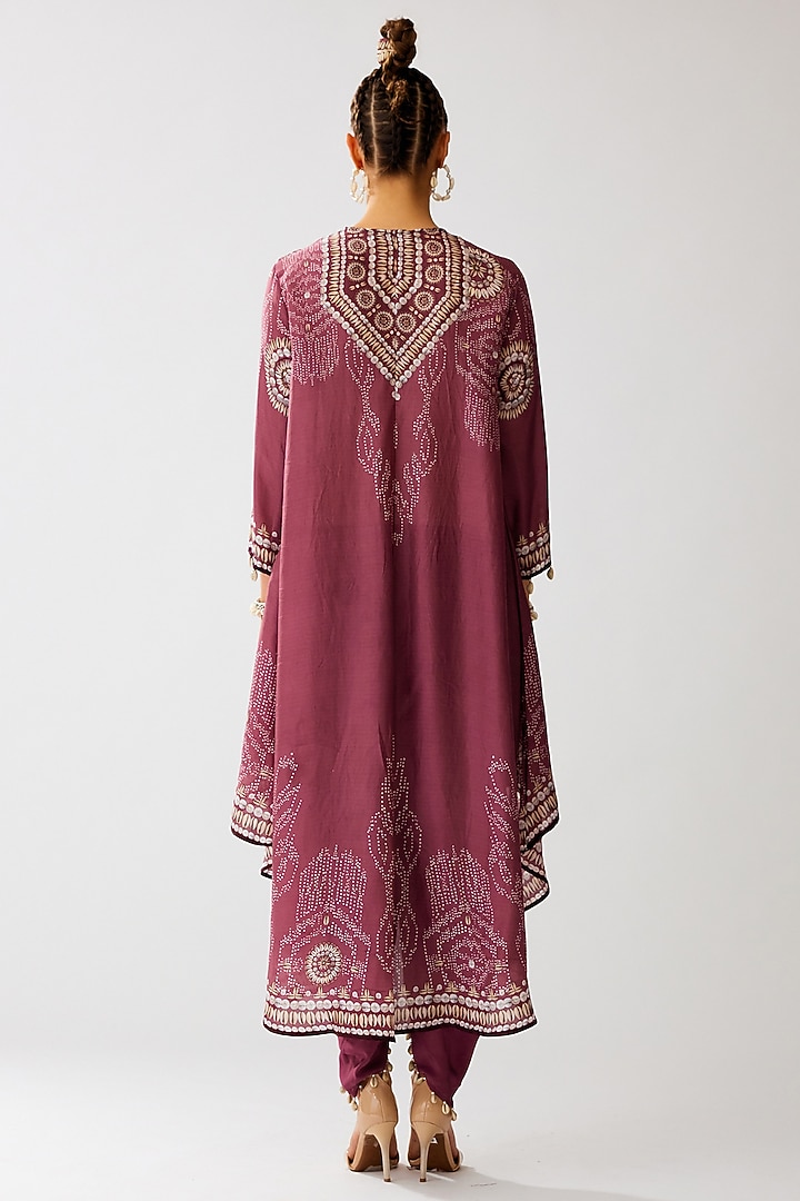 Vintage Rose Silk Printed Tunic Set by Rajdeep Ranawat at Pernia's Pop Up Shop