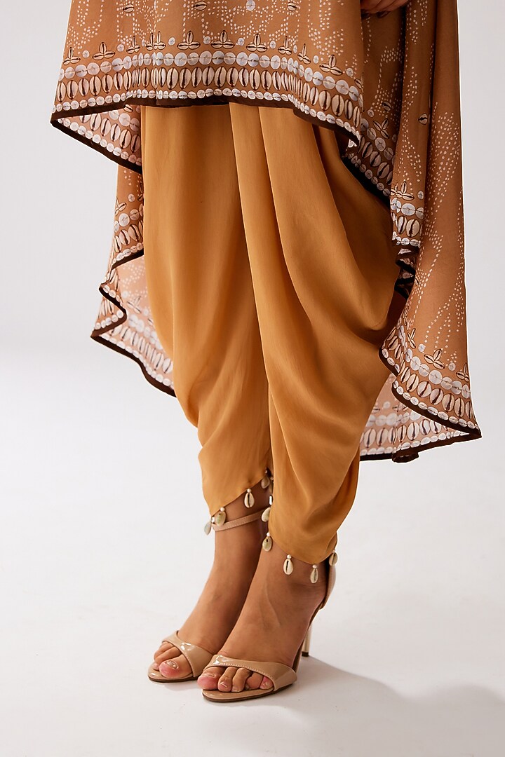 Caramel Silk Printed Tunic Set by Rajdeep Ranawat at Pernia's Pop Up Shop