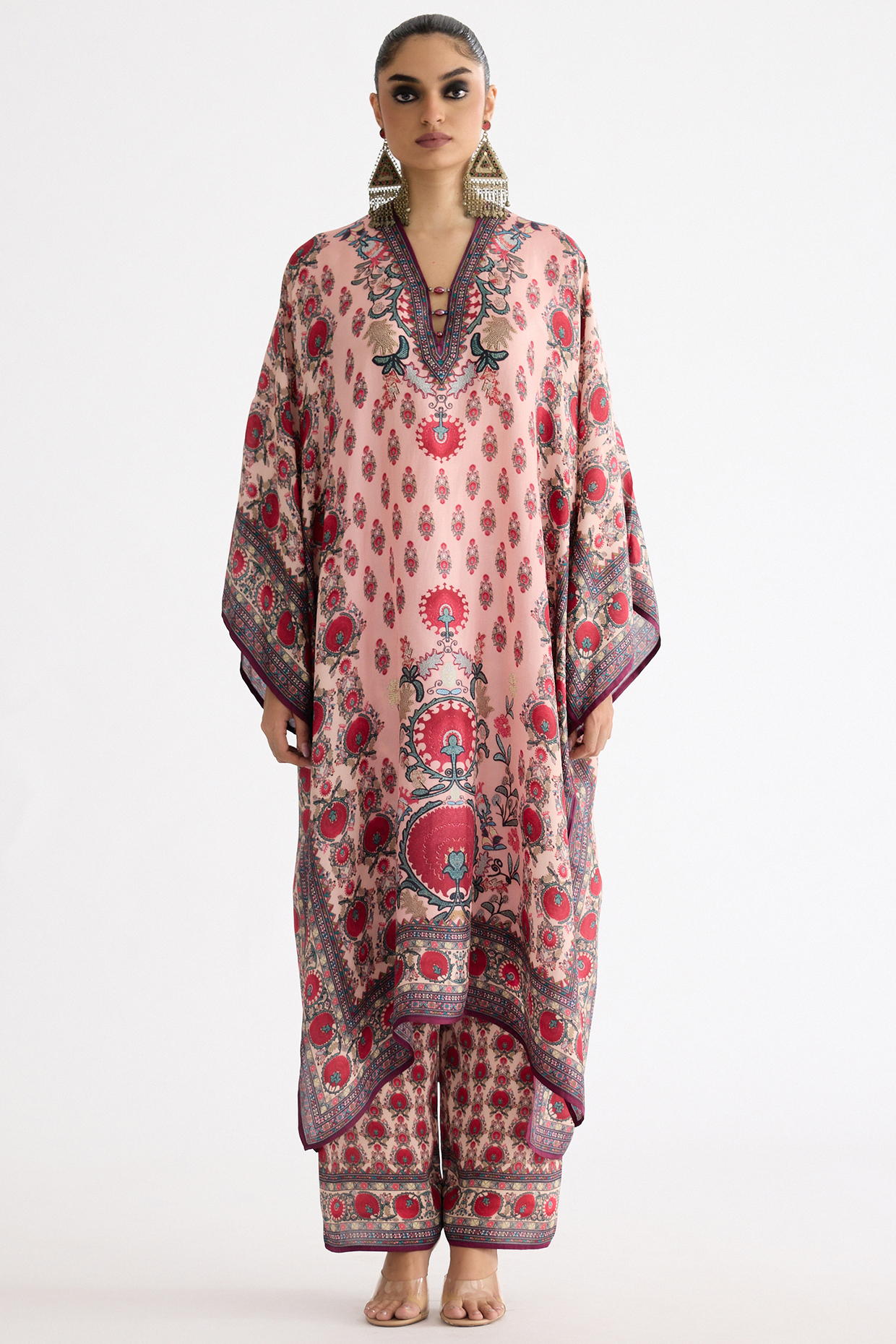 Blush Pink Silk Kaftan Set by Rajdeep Ranawat at Pernia's Pop Up Shop