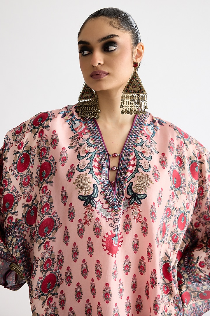 Blush Pink Silk Kaftan Set by Rajdeep Ranawat at Pernia's Pop Up Shop
