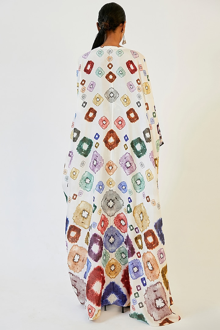 White Printed Kaftan by Rajdeep Ranawat at Pernia's Pop Up Shop