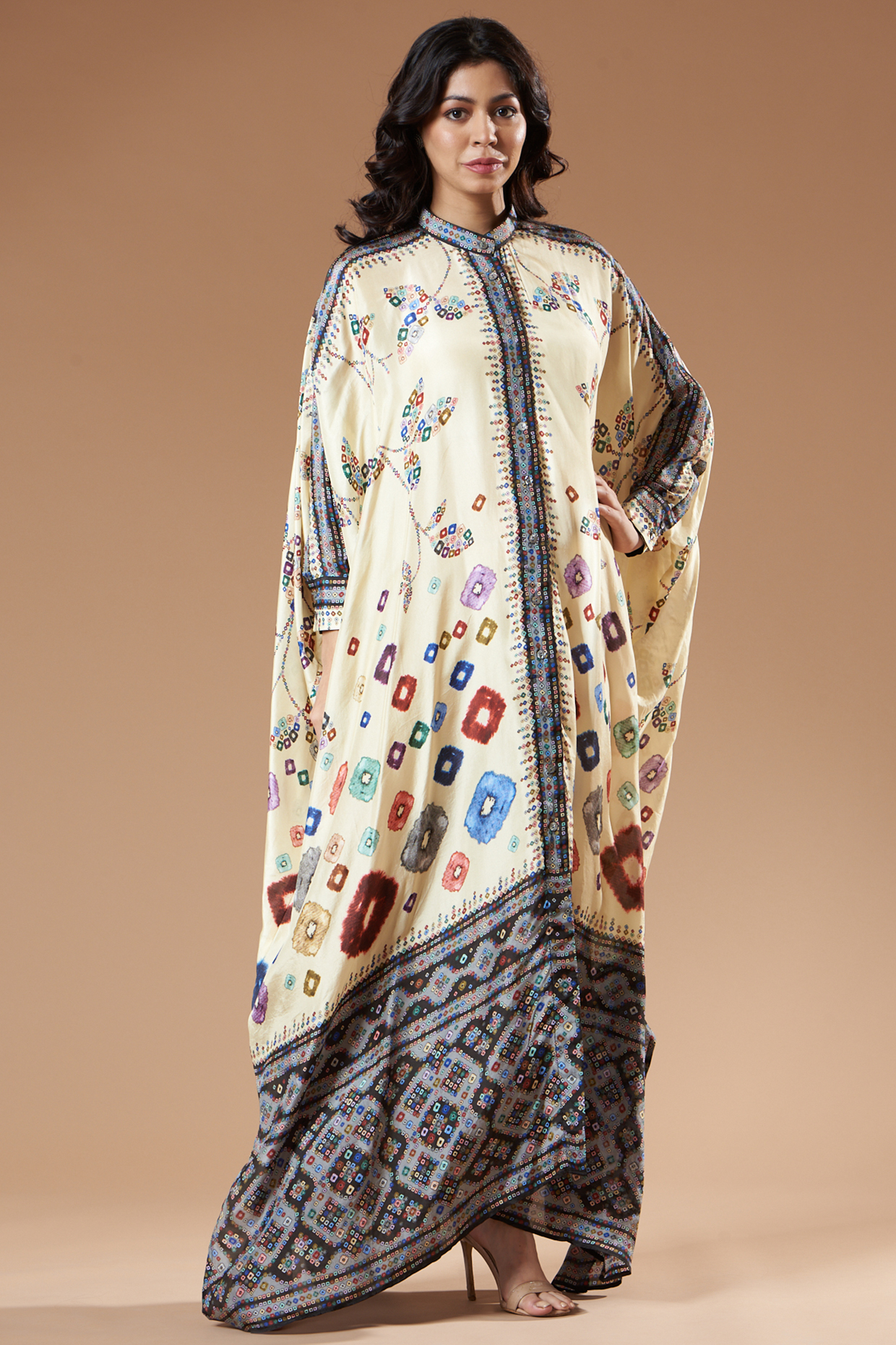 Lemon Yellow Printed Kaftan by Rajdeep Ranawat at Pernia's Pop Up Shop