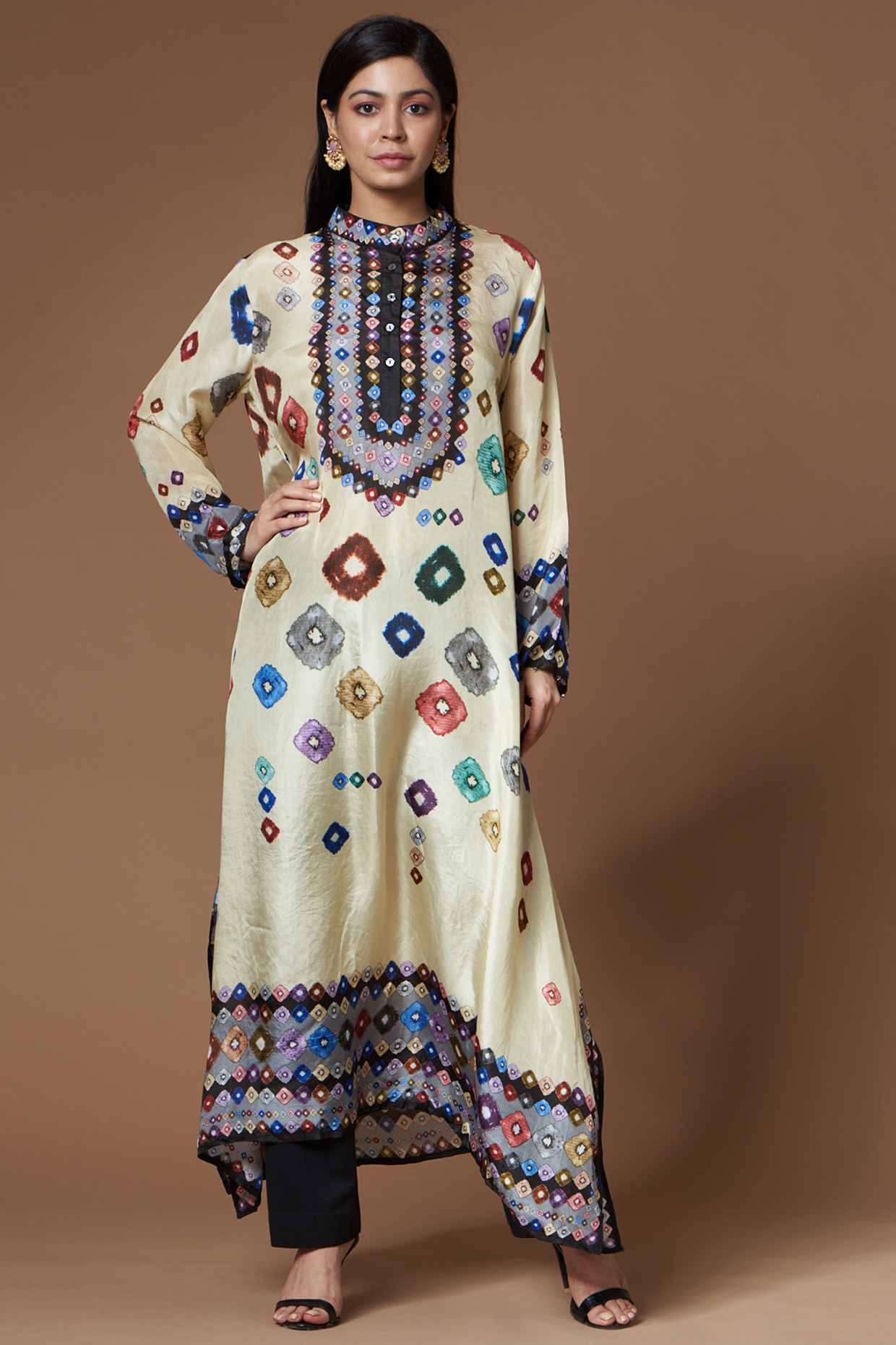 Lemon Yellow Printed Tunic by Rajdeep Ranawat at Pernia's Pop Up Shop