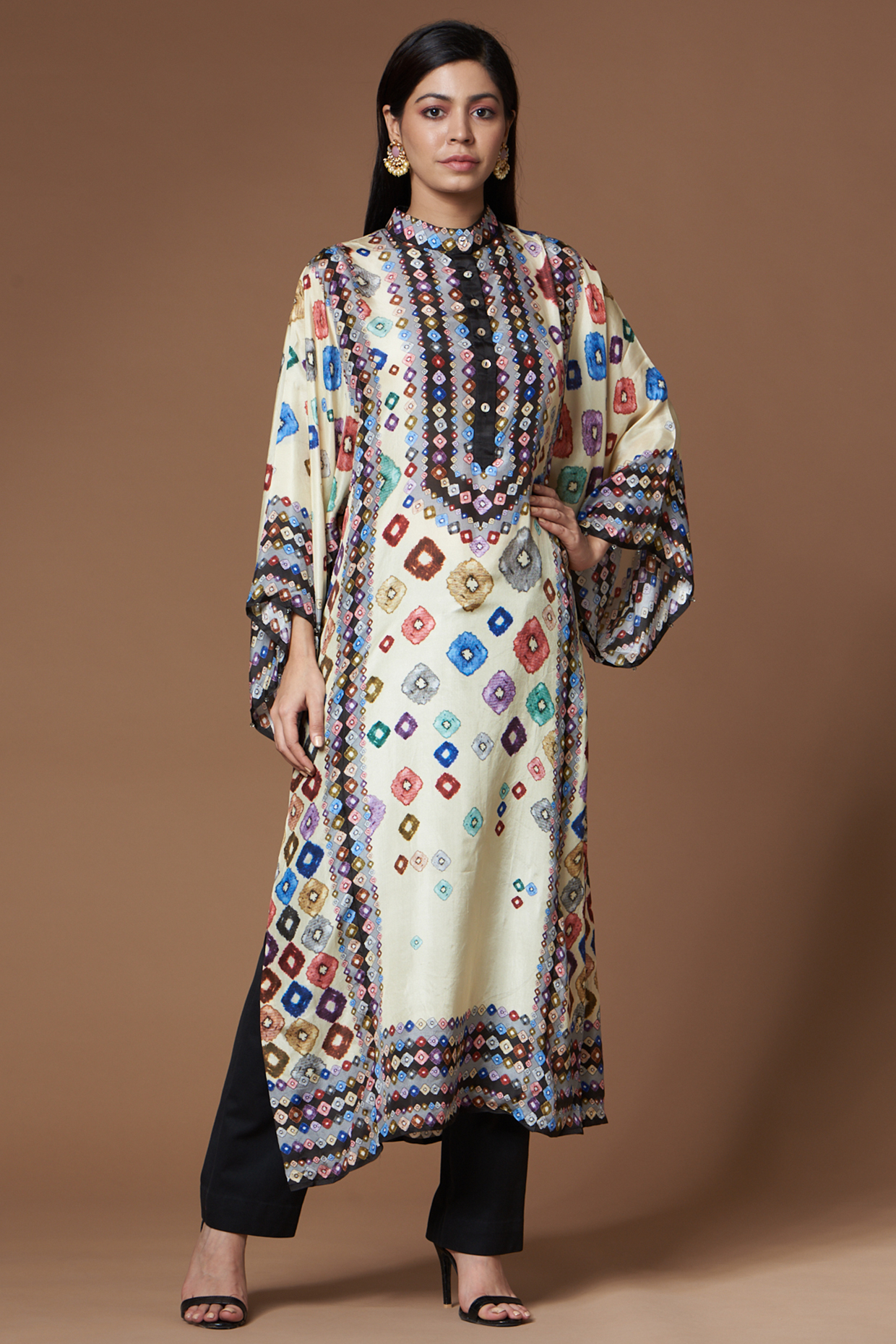 Lemon Yellow Silk Printed Tunic by Rajdeep Ranawat at Pernia's Pop Up Shop