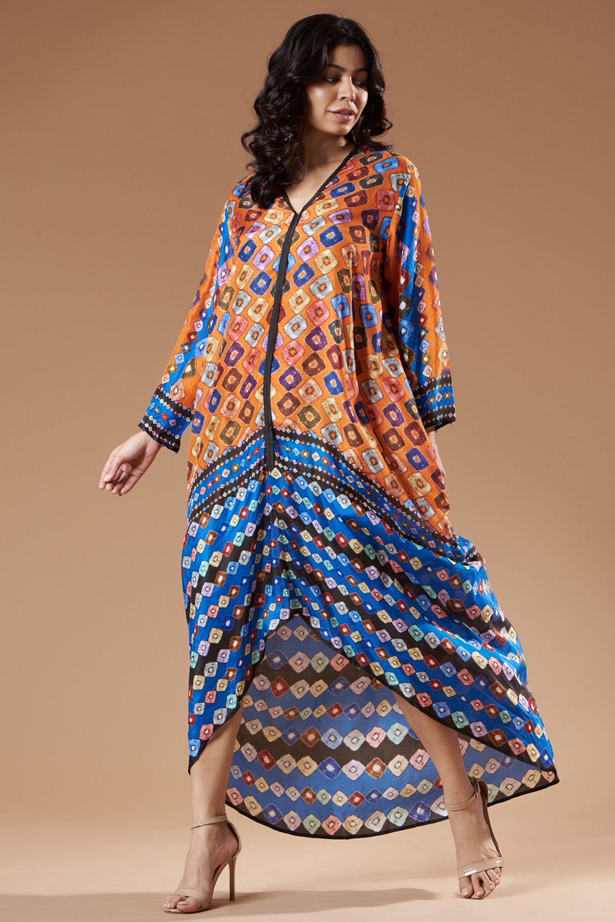 Multi-Coloured Silk Printed Kaftan by Rajdeep Ranawat at Pernia's Pop Up Shop