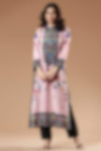 Blush Pink Abstract Printed Tunic by Rajdeep Ranawat