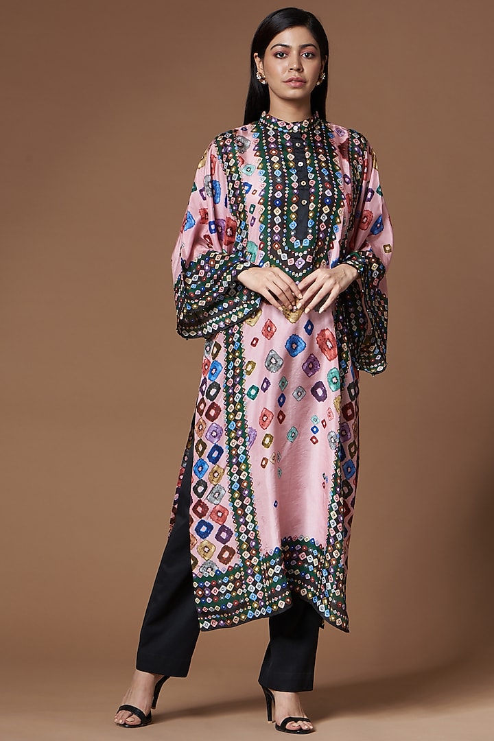 Blush Pink Printed Tunic in Silk by Rajdeep Ranawat at Pernia's Pop Up Shop