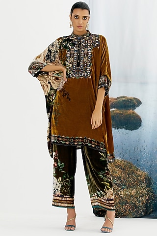 Mustard Embroidered Tunic by Rajdeep Ranawat