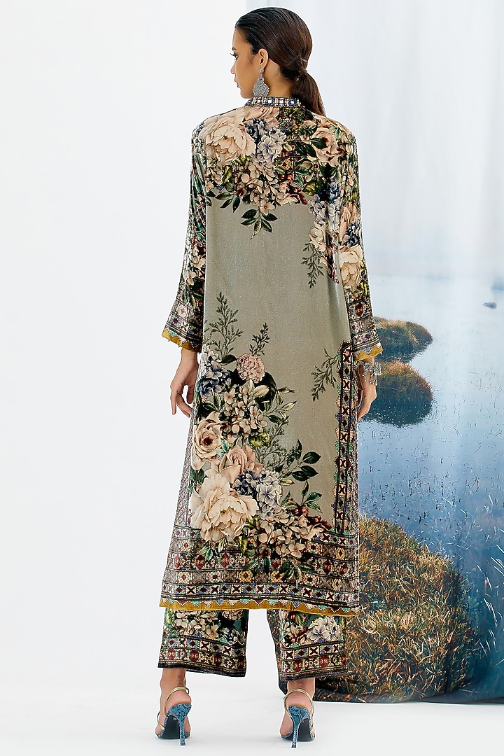 Light Sage Embroidered Tunic by Rajdeep Ranawat at Pernia's Pop Up Shop