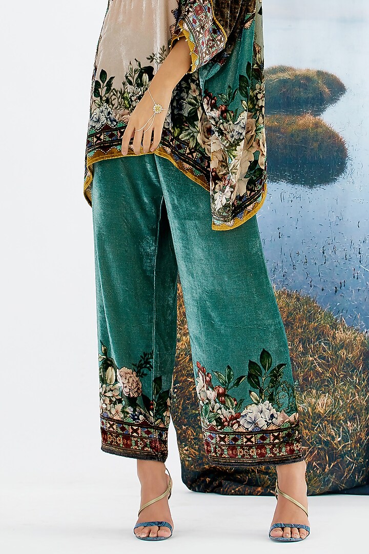 Sage Green Printed Pants by Rajdeep Ranawat at Pernia's Pop Up Shop