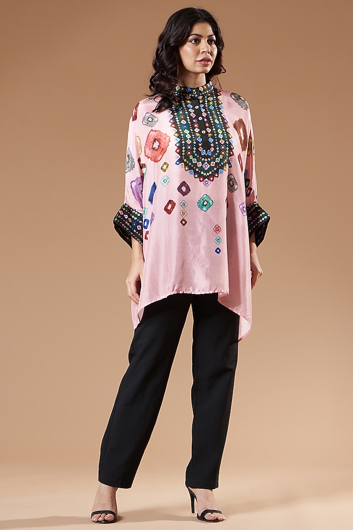 Pink Abstract Printed Tunic by Rajdeep Ranawat