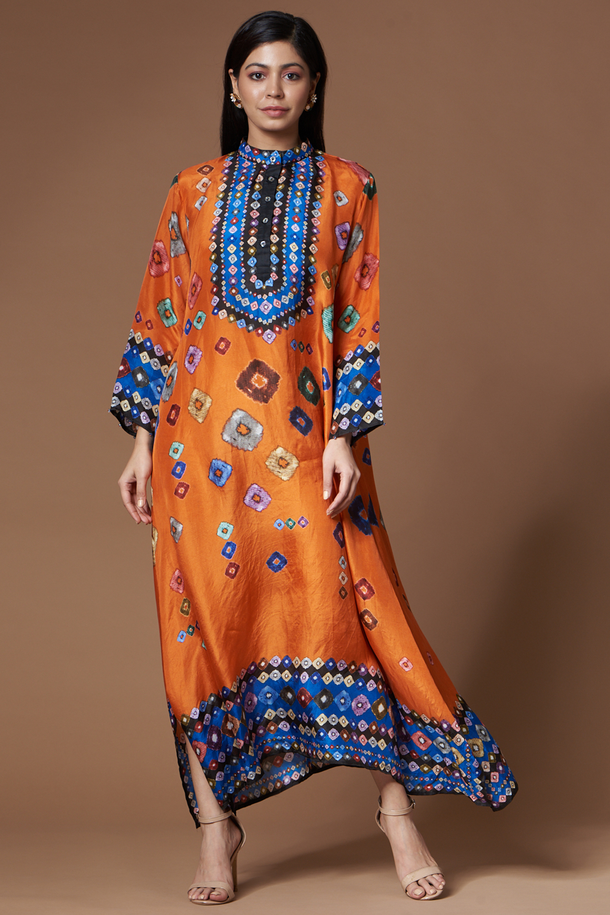 Orange Abstract Printed Tunic by Rajdeep Ranawat at Pernia's Pop Up Shop