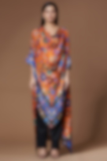 Orange Abstract Printed Kaftan by Rajdeep Ranawat at Pernia's Pop Up Shop