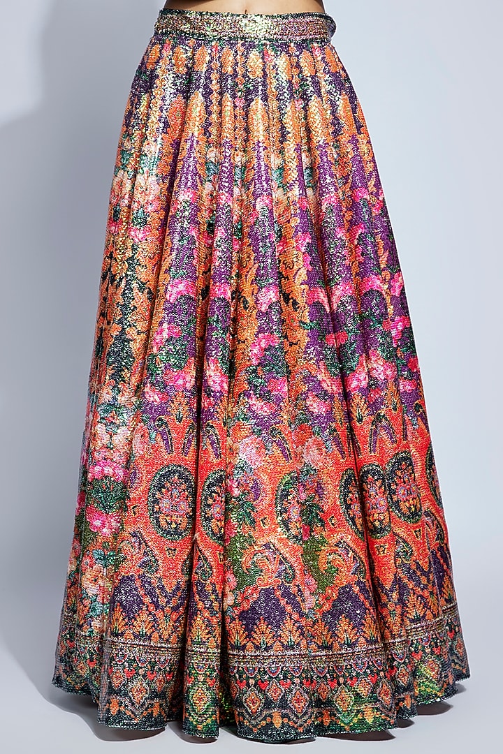 Purple Sequins Printed Jacket Wedding Lehenga Set by Rajdeep Ranawat at Pernia's Pop Up Shop