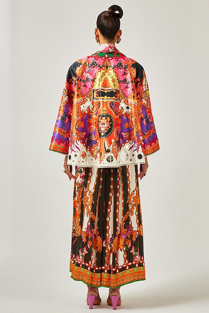 Multi-Colored Dupion Printed Jacket Set by Rajdeep Ranawat at Pernia's Pop Up Shop