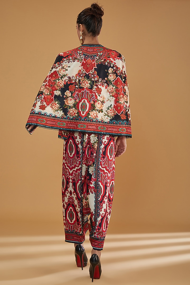 Red Silk Dupion Printed Jacket Set by Rajdeep Ranawat at Pernia's Pop Up Shop