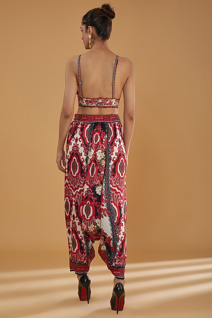 Red Silk Dupion Printed Jacket Set by Rajdeep Ranawat at Pernia's Pop Up Shop