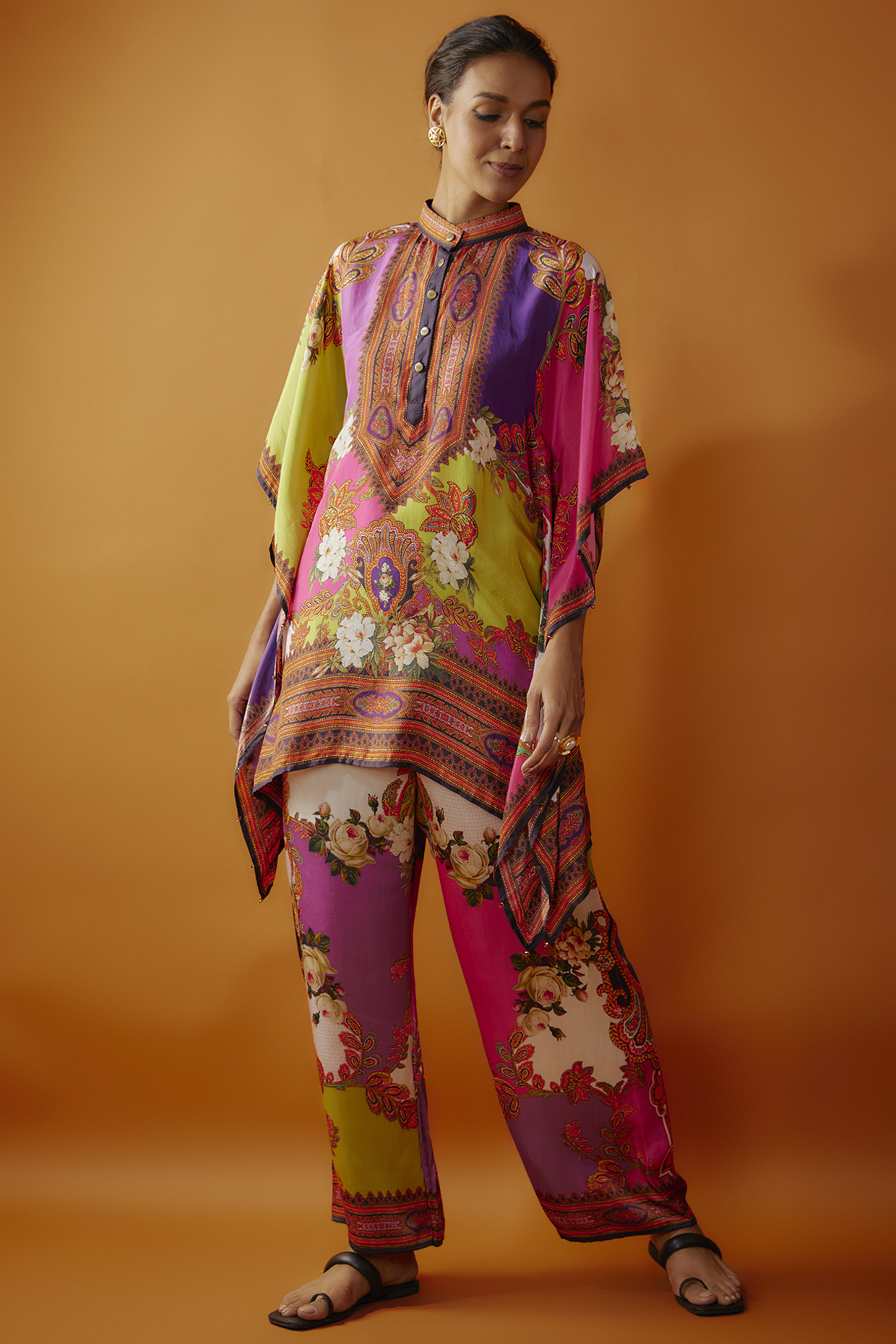 Multi-Colored Silk Printed Tunic Set by Rajdeep Ranawat at Pernia's Pop Up Shop