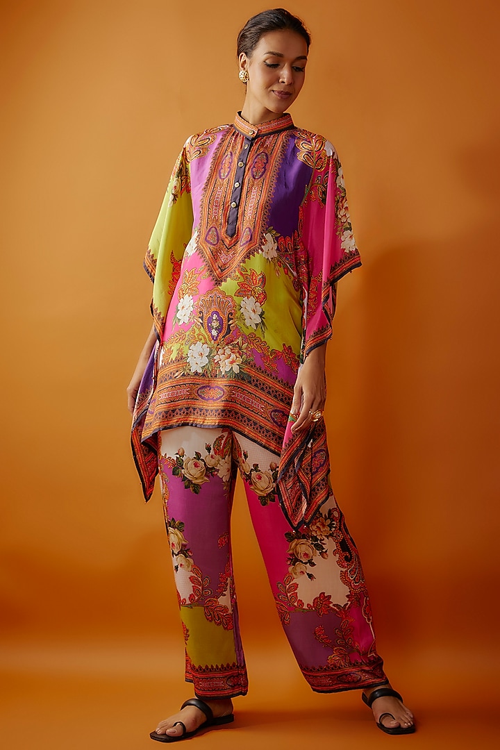 Multi-Colored Silk Printed Tunic Set by Rajdeep Ranawat at Pernia's Pop Up Shop