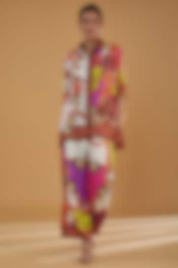 Multi-Colored Modal Satin Printed Co-Ord Set by Rajdeep Ranawat at Pernia's Pop Up Shop