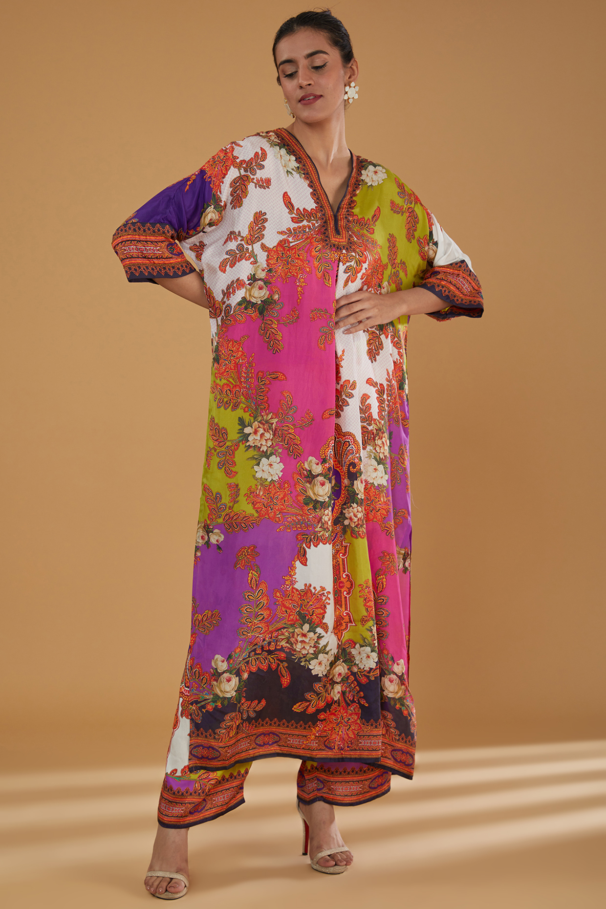 Multi-Colored Silk Tunic Set by Rajdeep Ranawat at Pernia's Pop Up Shop