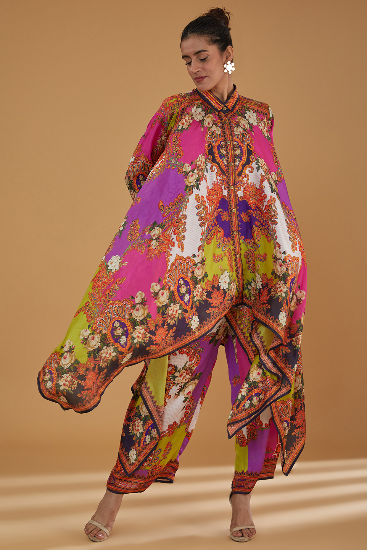 Multi-Colored Modal Satin Printed Palazzo Set by Rajdeep Ranawat at Pernia's Pop Up Shop