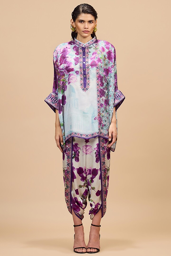Lavender & Pale Denim Silk Tunic by Rajdeep Ranawat at Pernia's Pop Up Shop