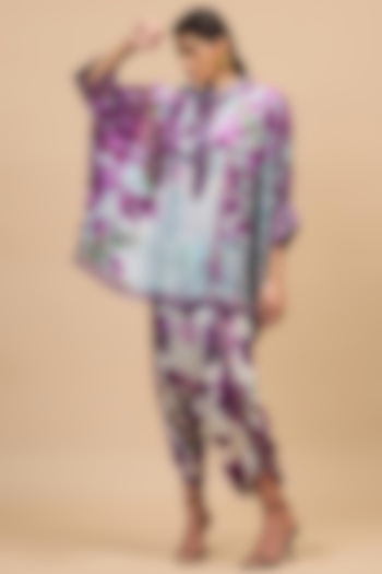 Lavender & Pale Denim Modal Satin Dhoti by Rajdeep Ranawat at Pernia's Pop Up Shop