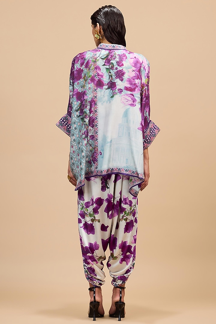 Lavender & Pale Denim Modal Satin Dhoti by Rajdeep Ranawat at Pernia's Pop Up Shop