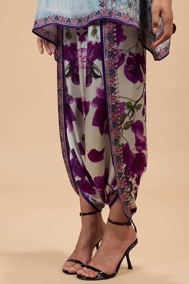 Lavender & Pale Denim Modal Satin Dhoti by Rajdeep Ranawat at Pernia's Pop Up Shop