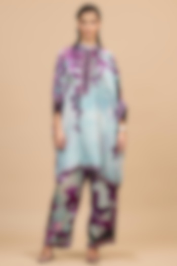 Lavender & Pale Denim Silk Tunic by Rajdeep Ranawat at Pernia's Pop Up Shop
