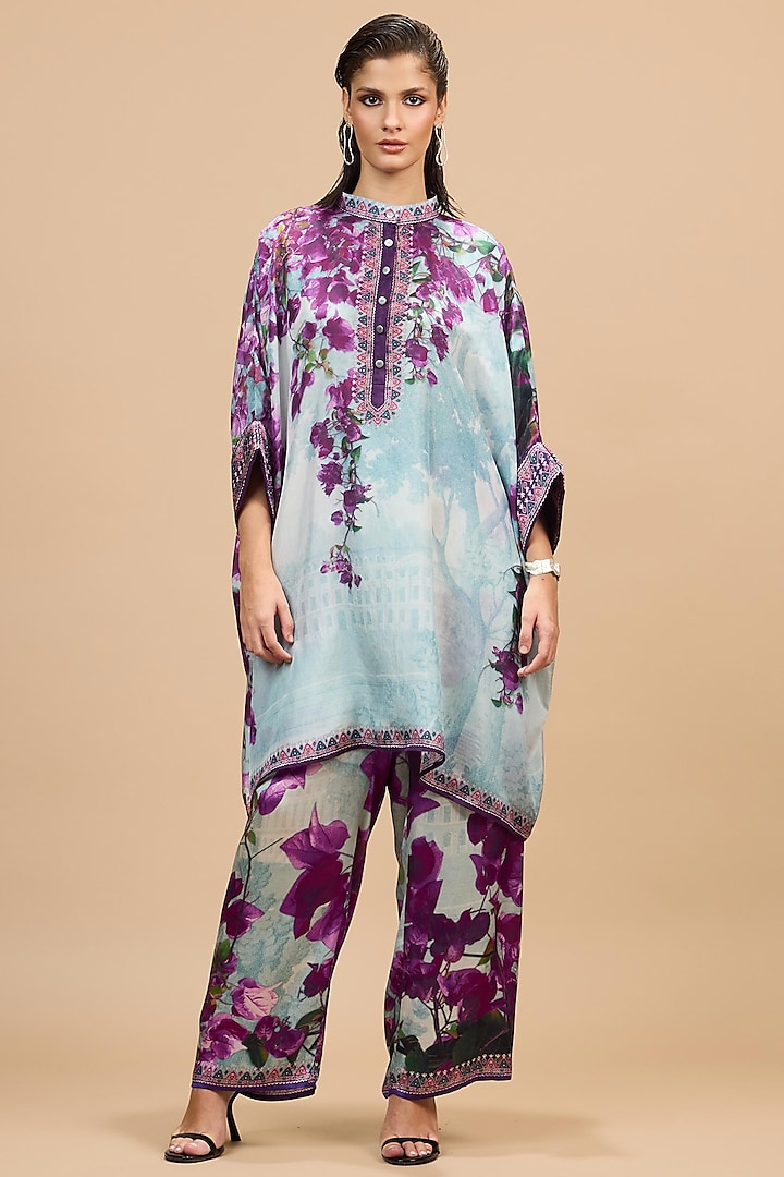 Lavender & Pale Denim Silk Tunic by Rajdeep Ranawat at Pernia's Pop Up Shop