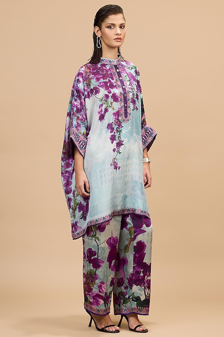 Lavender & Pale Denim Silk Tunic by Rajdeep Ranawat at Pernia's Pop Up Shop