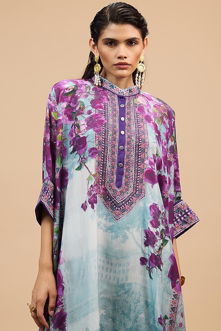 Lavender & Pale Denim Silk Tunic by Rajdeep Ranawat at Pernia's Pop Up Shop