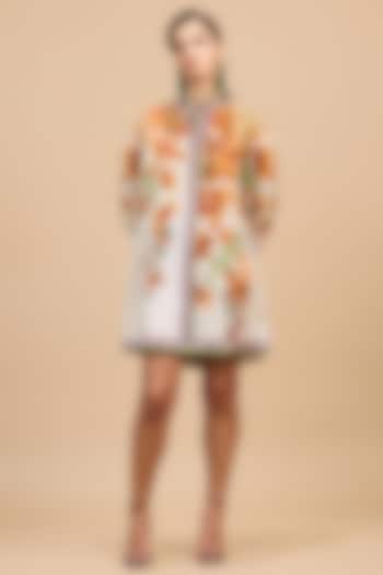 Mustard & Poly Gold Cotton Linen A-Line Printed Vacation Dress by Rajdeep Ranawat at Pernia's Pop Up Shop