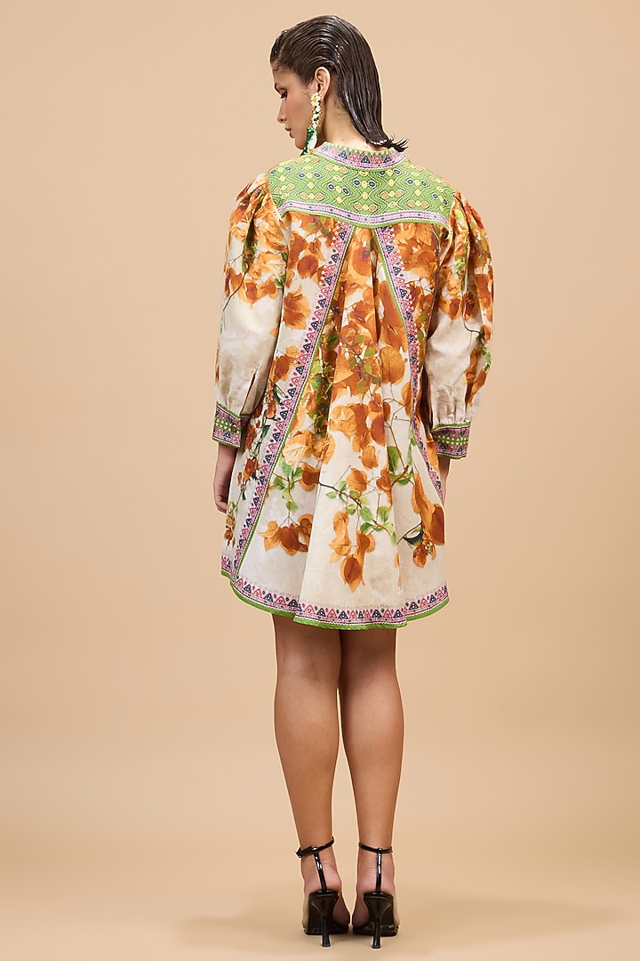 Mustard & Poly Gold Cotton Linen A-Line Printed Vacation Dress by Rajdeep Ranawat at Pernia's Pop Up Shop