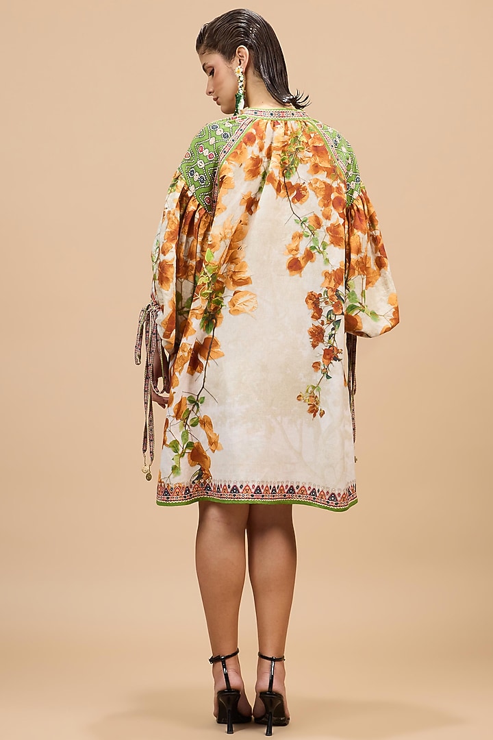 Mustard & Poly Gold Cotton Linen Short Kaftan by Rajdeep Ranawat at Pernia's Pop Up Shop