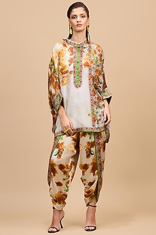Mustard & Poly Gold Silk Tunic by Rajdeep Ranawat