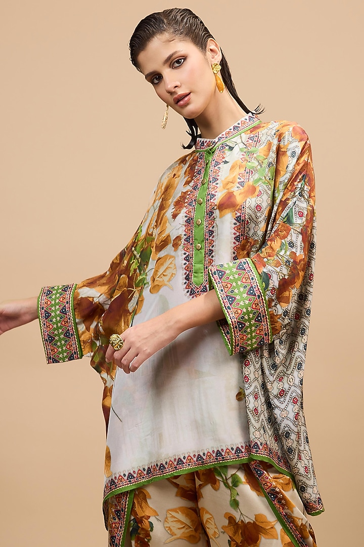 Mustard & Poly Gold Silk Tunic by Rajdeep Ranawat at Pernia's Pop Up Shop