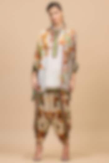 Mustard & Poly Gold Modal Satin Dhoti by Rajdeep Ranawat at Pernia's Pop Up Shop