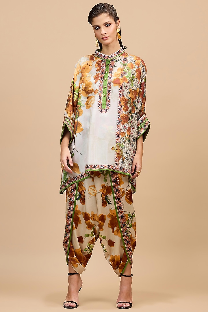 Mustard & Poly Gold Modal Satin Dhoti by Rajdeep Ranawat at Pernia's Pop Up Shop