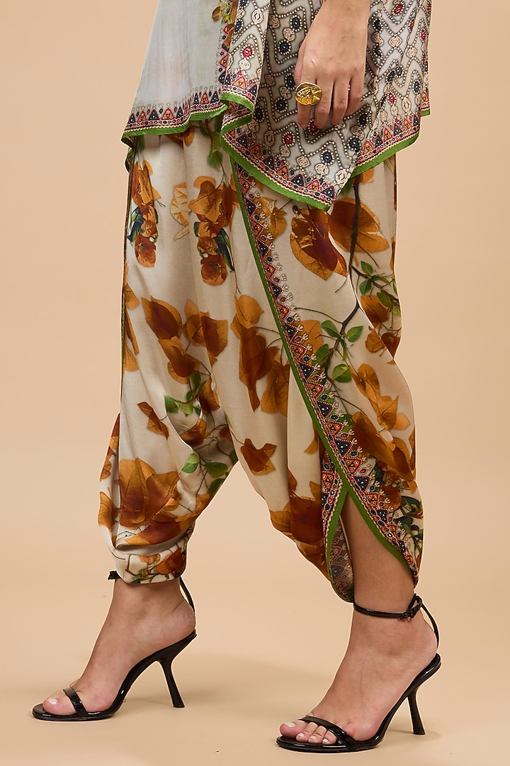 Mustard & Poly Gold Modal Satin Dhoti by Rajdeep Ranawat at Pernia's Pop Up Shop