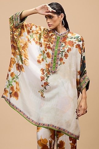 Mustard & Poly Gold Silk Tunic by Rajdeep Ranawat
