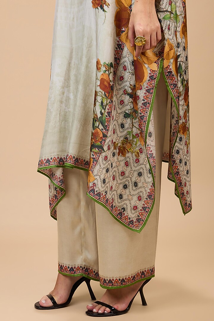 Mustard & Poly Gold Printed Pant by Rajdeep Ranawat at Pernia's Pop Up Shop
