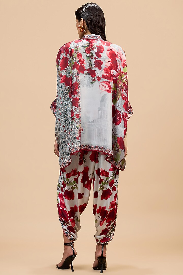 Red & Pale Grey Modal Satin Dhoti by Rajdeep Ranawat at Pernia's Pop Up Shop