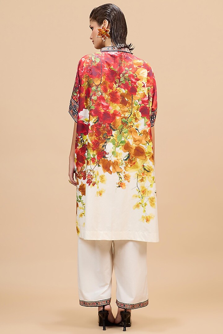 Red & Rust Gold Cotton Silk Printed Kurta Set by Rajdeep Ranawat at Pernia's Pop Up Shop